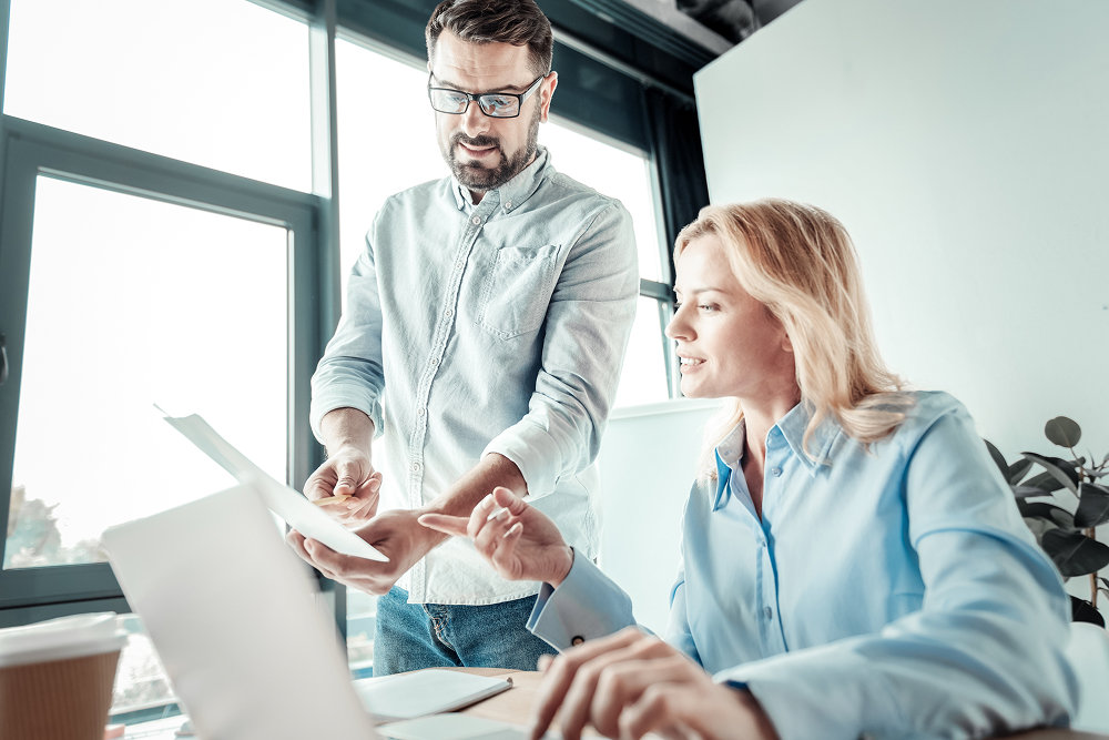 Professionals in an office. 